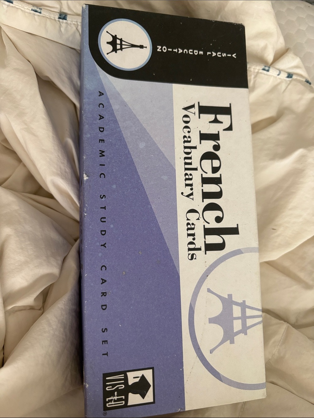 French Vocabulary Cards - Purple and White Study Set
